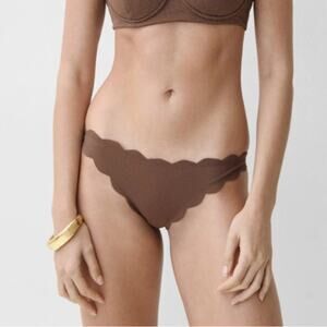 Marysia Antibes Bikini BOTTOM Womens Small Olive Green Scalloped Resort Swim